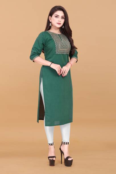 Embroidered, Embellished Viscose Rayon A-line Kurta for Women