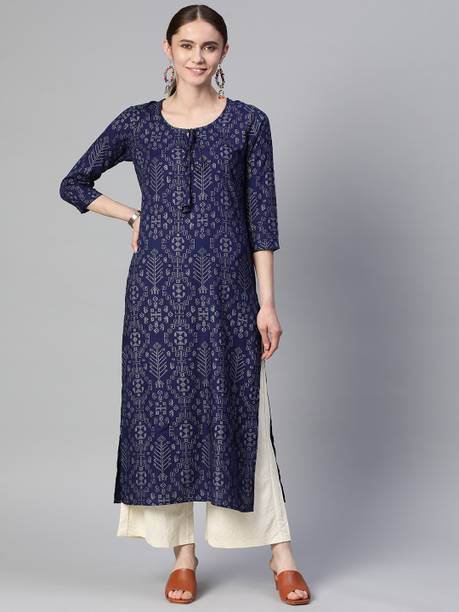 mokshi Women Printed Viscose Rayon Straight Kurta