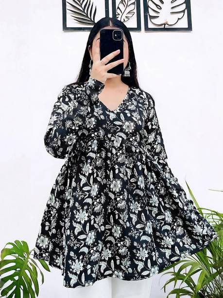 Women Printed Viscose Rayon Flared Kurta