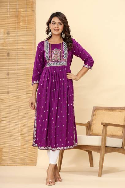 Women Embroidered Viscose Rayon Ethnic Dress Price in India