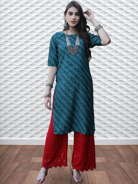 Printed Crepe Straight Kurta for Women