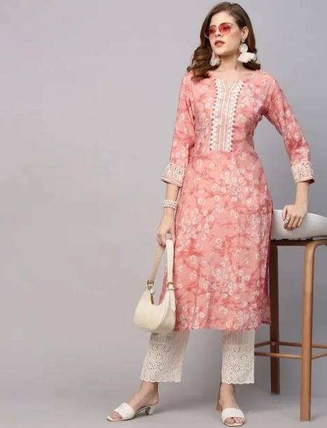 mobility Women Printed Viscose Rayon Straight Kurta