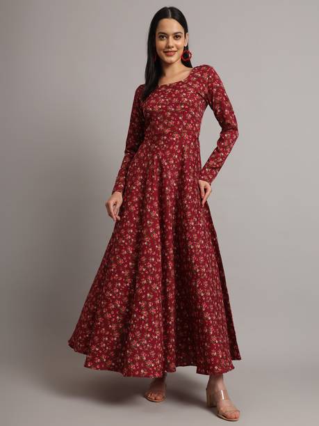 Dhakre fashion Women Floral Print Viscose Rayon Anarkali Kurta