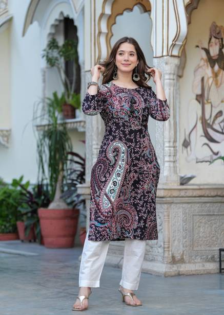 PHYSIL Women Embroidered Viscose Rayon Straight Kurta