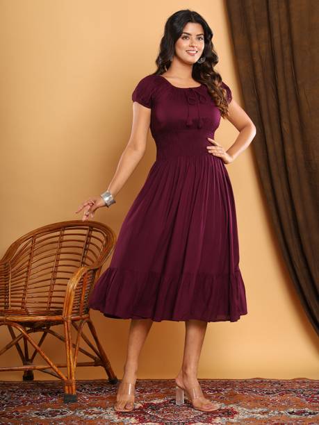 Women Solid Viscose Rayon Flared Kurta