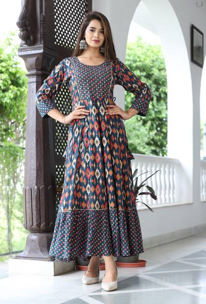 DARVIKAA COLLECTION Women Printed Gown Kurta - Image 4