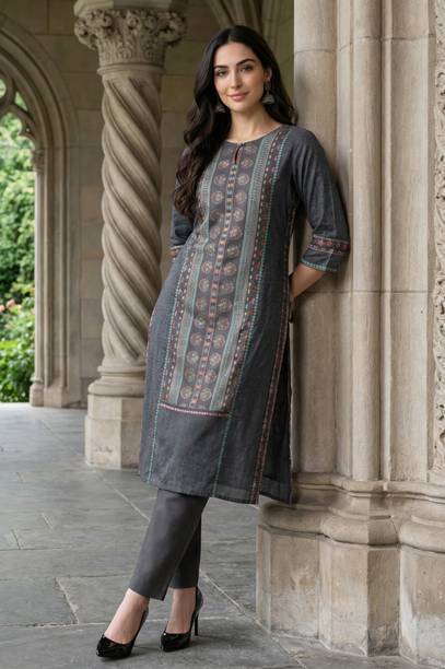 Geometric Print Pure Cotton Straight Kurta for Women