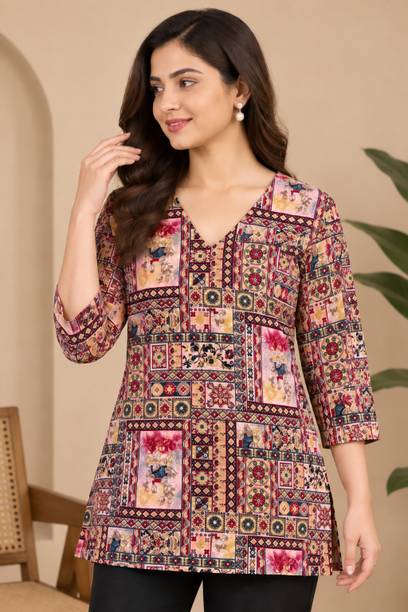 Anmi Printed Crepe Straight Kurta for Women