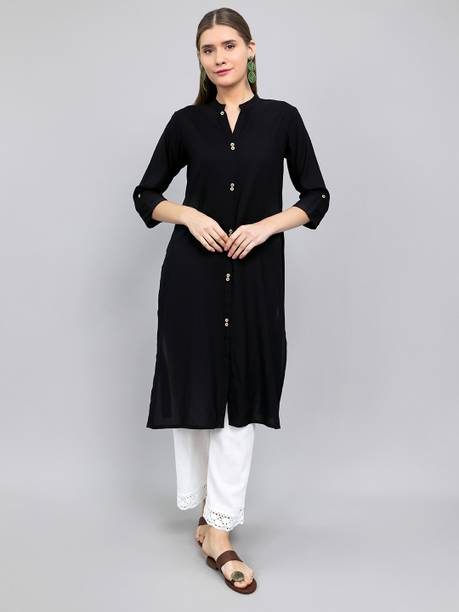 Women Solid Viscose Rayon A-line Kurta