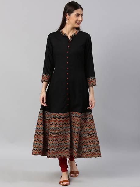 Women's Cotton Slub Embroidered Anarkali Kurta Dress - Indian Tunic Top