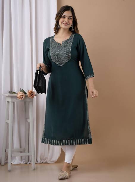 Contemporary ethnic Straight Kurti professional outfit