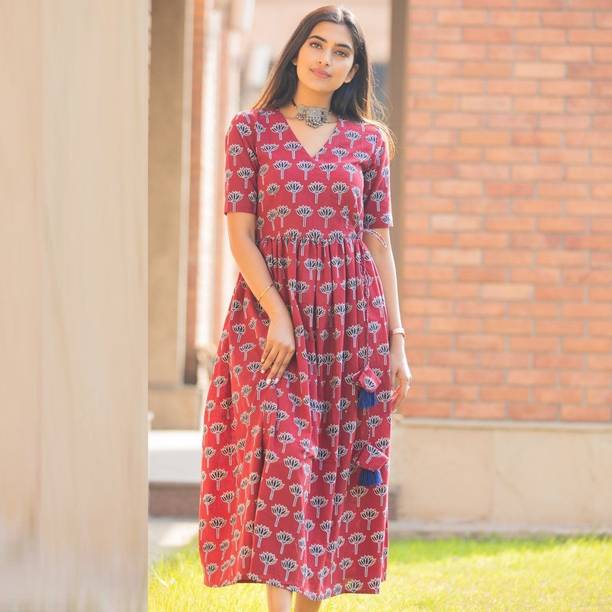 Kavita Creation Women Floral Print Viscose Rayon Anarkali Kurta (