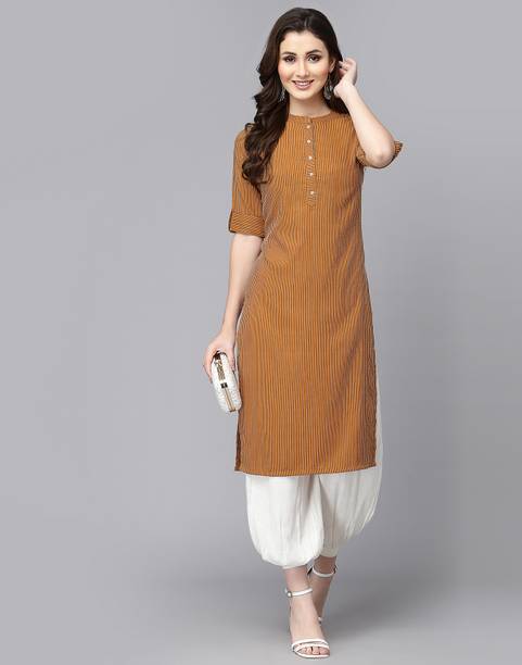 Women Woven Design, Self Design, Embellished Cotton Blend Straight Kurta