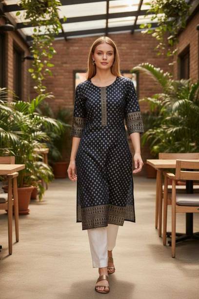 Straight Kurti silhouette with clean professional proportions