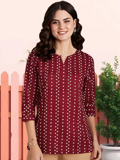 Printed Cotton Blend Tunic Kurta for Women