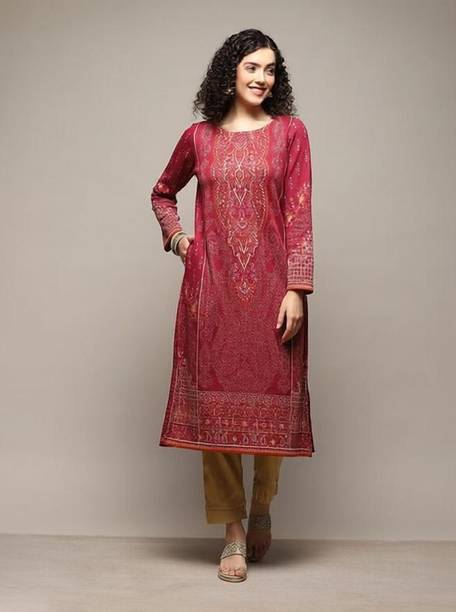 Dyed/Ombre Cotton Blend Straight Kurta for Women