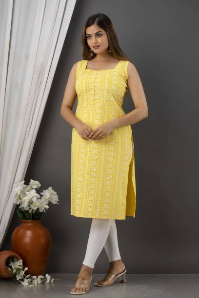 Women Printed Viscose Rayon Straight Kurta Price in India