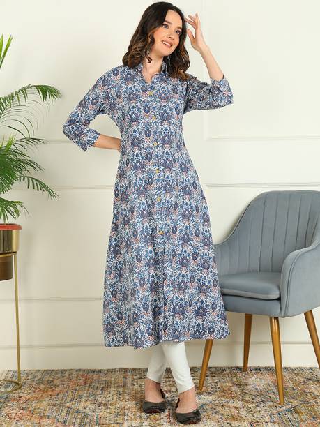 mokshi Women Printed Pure Cotton A-line Kurta