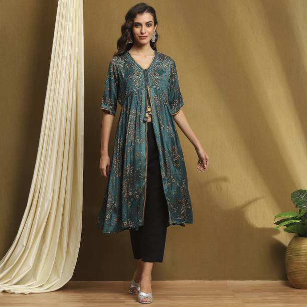 Printed Art Silk Straight Kurta for Women