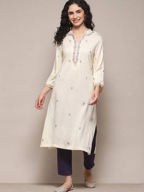 Dyed/Ombre Viscose Rayon Straight Kurta for Women