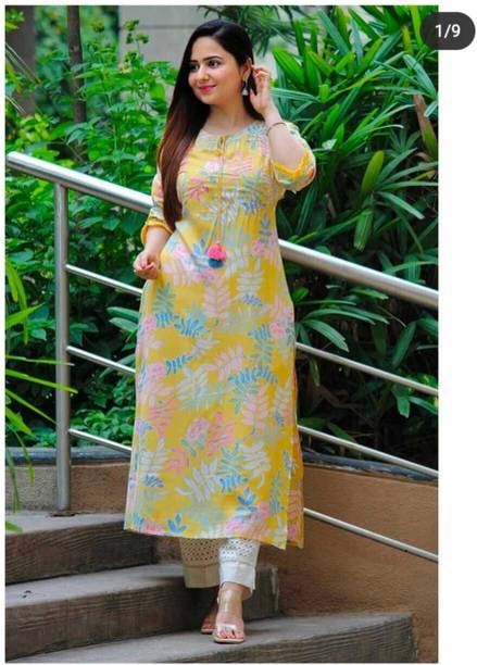 Sa Rasa Women Printed Viscose Rayon Straight Kurta (Multicolor)