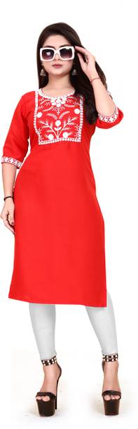 Embroidered Viscose Rayon A-line Kurta for Women