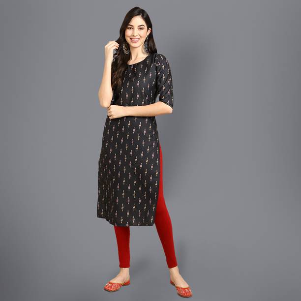 Women Printed Crepe Straight Kurta Price in India