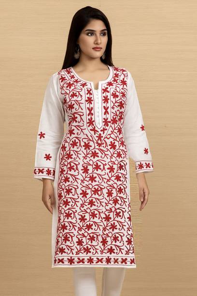 Lucknowi Chikankari Women Embroidered Straight Kurta