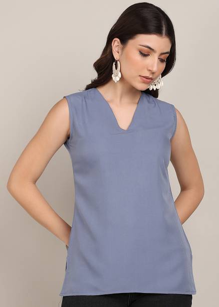 Anmi Solid Crepe Straight Kurta for Women