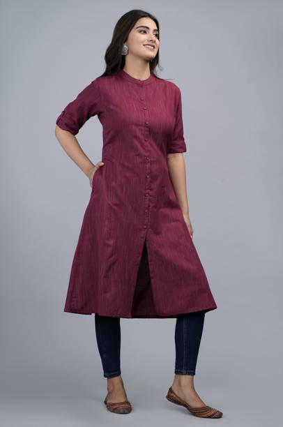 Women Striped Khadi Cotton A-line Kurta