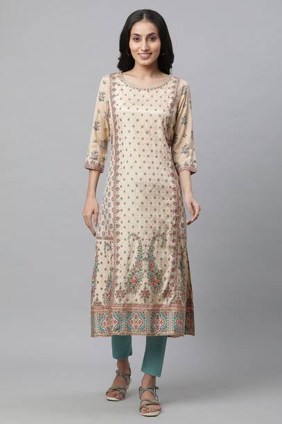 Floral Print Viscose Rayon A-line Kurta for Women