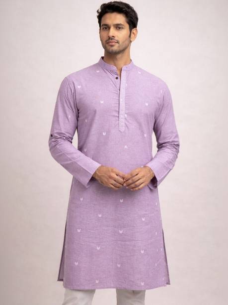Printed Pure Cotton Straight Kurta for Men