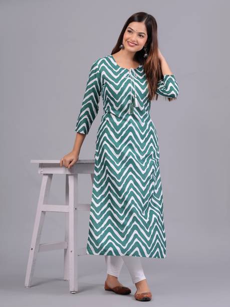 Bachuu Women Printed Viscose Rayon Straight Kurta (Green)