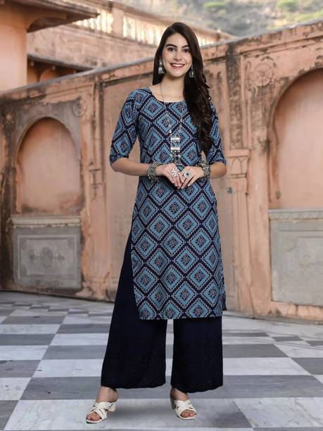 Women Printed Crepe A-line Kurta