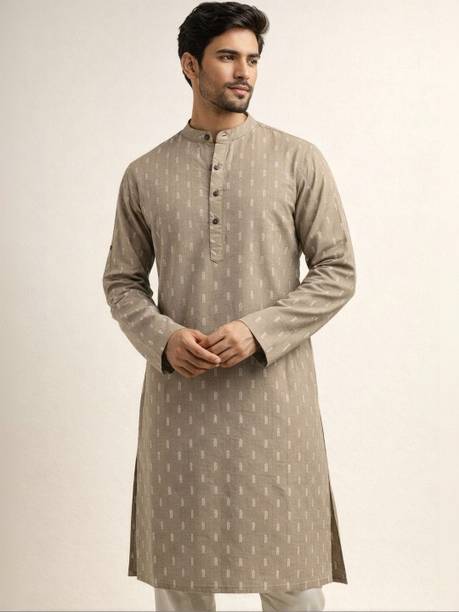Printed Pure Cotton Straight Kurta for Men