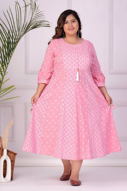 Women Printed Pure Cotton Anarkali Kurta Price in India