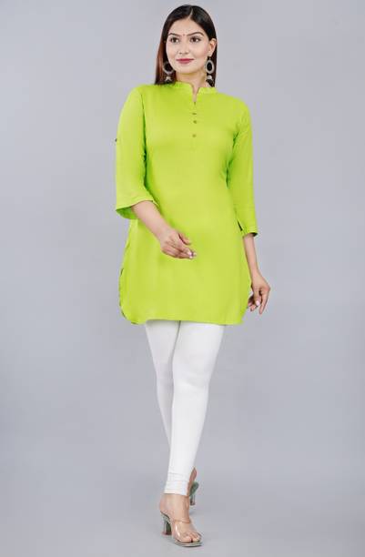 Women Solid Art Silk Straight Kurta