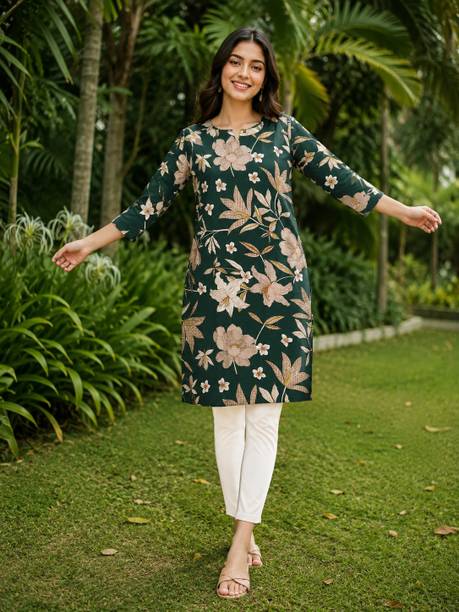 Anmi Printed Crepe Straight Kurta for Women