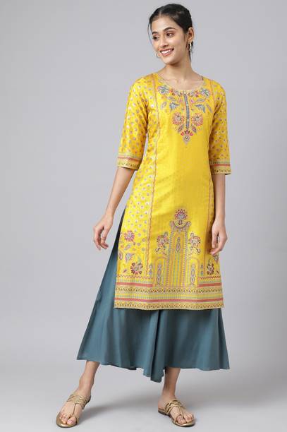 Floral Print Viscose Rayon Straight Kurta for Women