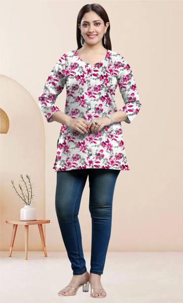 Solid Pure Cotton A-line Kurta for Women
