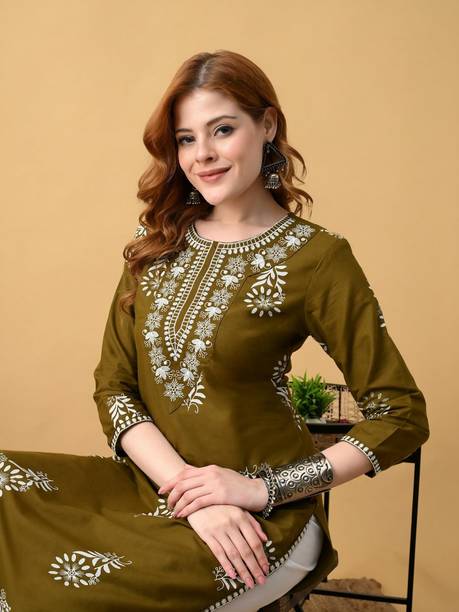 Koito Embroidered Pure Cotton Straight Kurta for Women