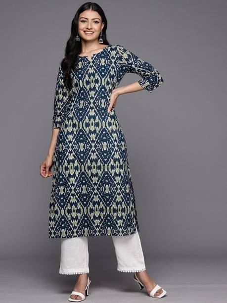 BKApparels Women Floral Print Pure Cotton Straight Kurta
