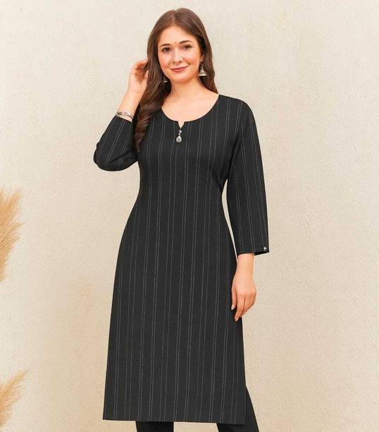 Striped Cotton Blend A-line Kurta for Women