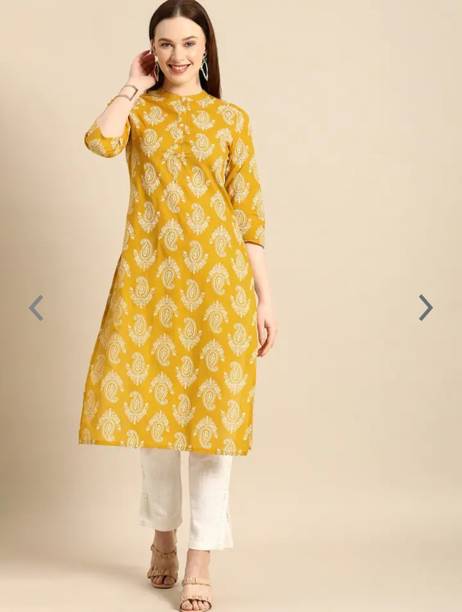 Fyunl Women Printed Cotton Rayon Straight Kurta