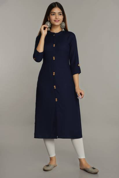 Yaduka Women Solid Viscose Rayon Straight Kurta