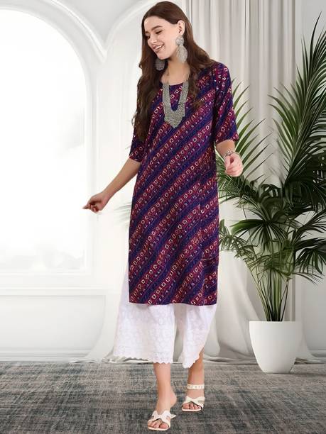 Printed Crepe Straight Kurta for Women