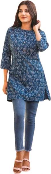 Aarti Fashion Women Printed Viscose Rayon A-line Kurta (Blue)