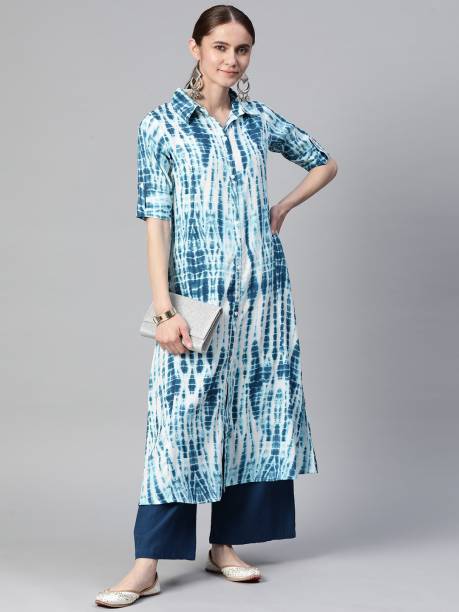 Women Dyed/Ombre Viscose Rayon A-line Kurta Price in India