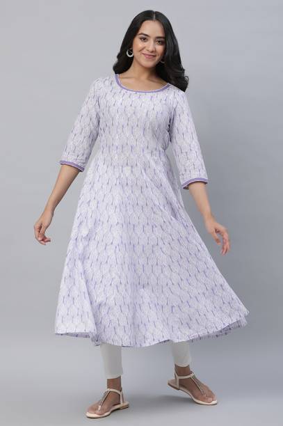 Floral Print Pure Cotton Flared Kurta for Women