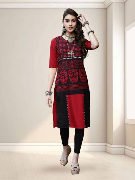 Anouk Rustic Printed Crepe Straight Kurta for Women